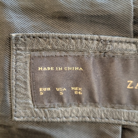 Zara Basic Black Lambskin Motorcycle Jacket Size Small - Picture 15 of 16